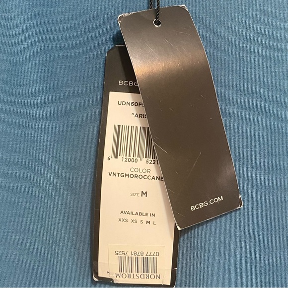 NWT BCBGMaxazria Arissa Moroccan Blue Wrap Dress M - Picture 7 of 9